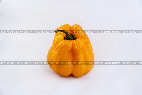 Shriveled fruits of yellow sweet pepper on a white background. There is a place for inserts. Стоковое фото, фотограф Андреева Тамара Викторовна / Фотобанк Лори