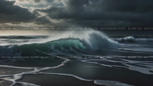 Шторм в море. Стоковое AI-видео, аниматор Виктория Кольцова / Фотобанк Лори