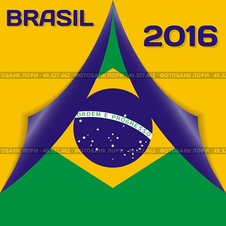 Sign Sport country with flag of Brazil with inscription in Portu. Sign Sport country with flag of Brazil with inscription in Portuguese. Vector Illustration. EPS10. Стоковая иллюстрация, агентство Ingram Publishing / Фотобанк Лори