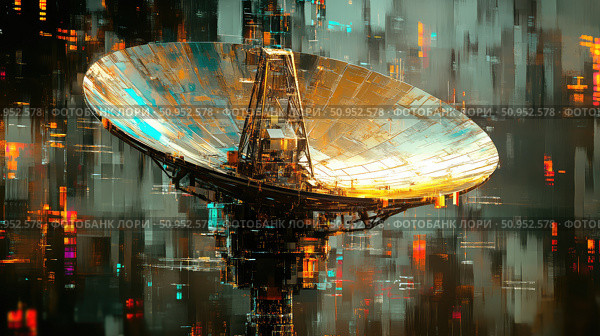 signal glitching satellite dish ai generated. Стоковое AI-изображение, AI-художник Vectorwin / Фотобанк Лори