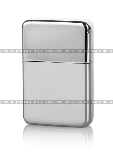 Silver lighter isolated on a white background. Стоковое фото, агентство Ingram Publishing / Фотобанк Лори