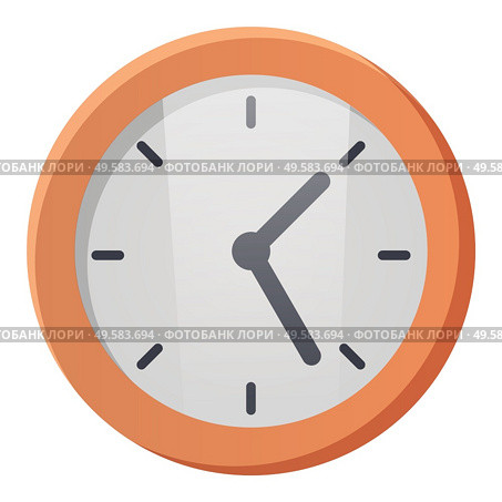 Simple analog wall clock isolated on white background. Round shaped instrument used to measure and indicate time. Object with hour and minute pointers, dial under glass. Vector illustration in flat. Round Shaped Wall Clock, Device to Indicate Time. Стоковая иллюстрация, агентство Ingram Publishing / Фотобанк Лори