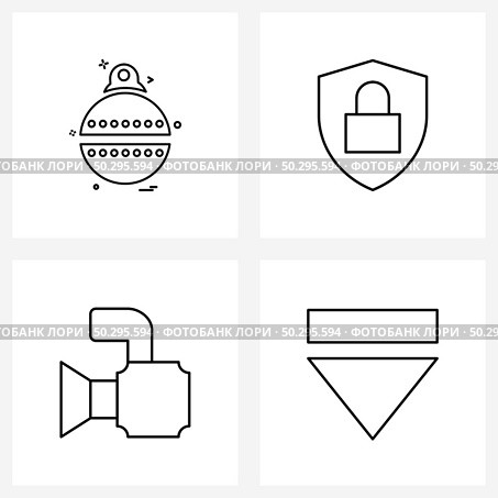 Simple Set of 4 Line Icons such as Christmas balls, dslr, lock, shield, photo Vector Illustration. Стоковая иллюстрация, агентство Ingram Publishing / Фотобанк Лори
