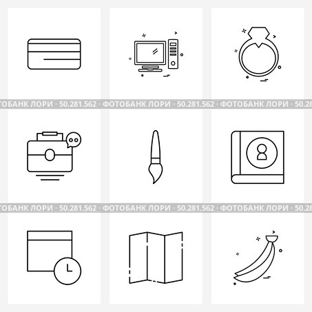 Simple Set of 9 Line Icons such as drawing, art, jewel, toolbox, documents Vector Illustration. Стоковая иллюстрация, агентство Ingram Publishing / Фотобанк Лори