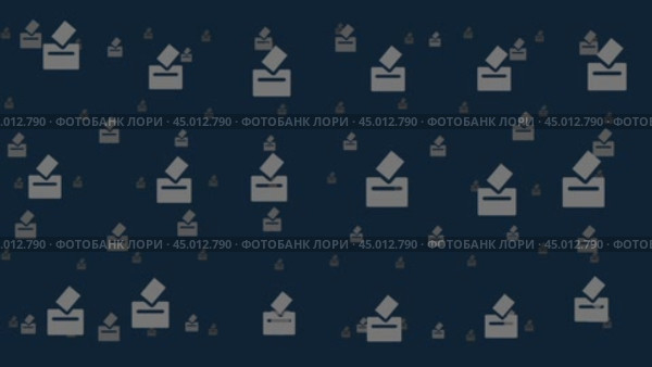 Символы для голосования перемещаются горизонтально слева направо. Эффект параллакса. Плавающие символы расположены случайным образом. Плавная зацикленная анимация в формате 4k на темно-синем фоне. Стоковое видео, видеограф Карпенко Алексей / Фотобанк Лори