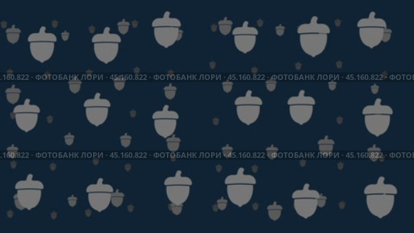 Символы желудя плавают горизонтально слева направо. Эффект параллакса. Плавающие символы расположены случайным образом. Плавная анимация в формате 4k на темно-синем фоне. Стоковое видео, видеограф Карпенко Алексей / Фотобанк Лори
