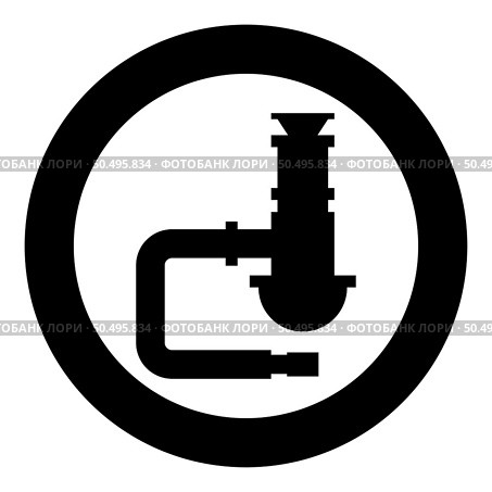 Siphon plumbing fixtures sewer pipe drain under sink sewerage tube icon in circle round black color vector illustration image solid outline style simple. Siphon plumbing fixtures sewer pipe drain under sink sewerage tube icon in circle round black color vector illustration image solid outline style. Стоковая иллюстрация, агентство Ingram Publishing / Фотобанк Лори