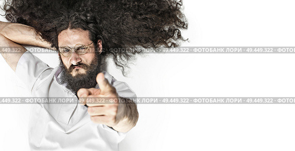Skinny young manager laying on the white floor - isolated. Стоковое фото, агентство Ingram Publishing / Фотобанк Лори