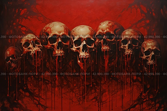 Skull creepy blood demons. Generate Ai. Стоковое AI-изображение, AI-художник Иван Рябоконь / Фотобанк Лори