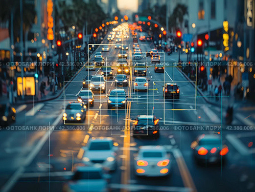 Smart City Traffic Monitoring Concept. Стоковое AI-изображение, AI-художник Кирилл Черезов / Фотобанк Лори