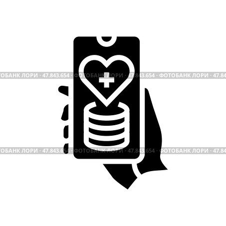 smartphone with health data medicine glyph icon vector illustration. Стоковая иллюстрация, иллюстратор Vectorwin / Фотобанк Лори