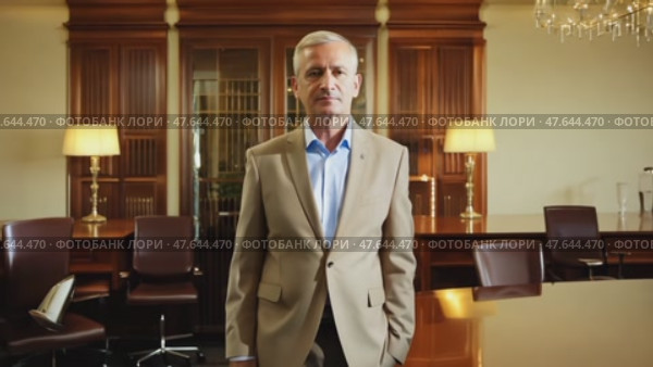 Smiling confident stylish mature middle aged man standing in modern office. Old senior businessman gray haired man 60s business executive manager looking at camera arms crossed portrait. Стоковое AI-видео, аниматор ALLA YURTAYEVA / Фотобанк Лори