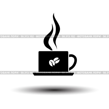 Smoking Cofee Cup Icon. Black on White Background With Shadow. Vector Illustration. Стоковая иллюстрация, агентство Ingram Publishing / Фотобанк Лори