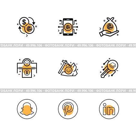 snapchat , pintrest , linkedin , Nexus , nxs , crypto , currency , crypto cuurency , money , exchange , coin , dollar , graph , icon, vector, design,  flat,  collection, style, creative,  icons. Стоковая иллюстрация, агентство Ingram Publishing / Фотобанк Лори