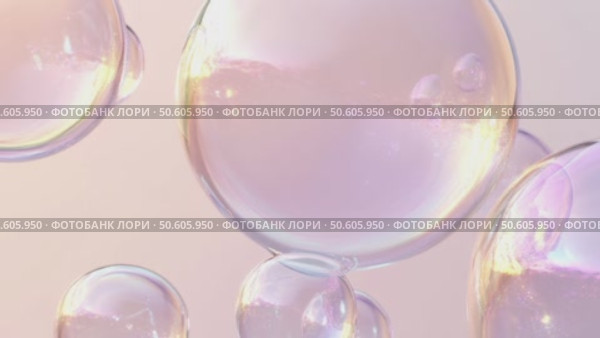 Soap bubbles floating on soft gradient background. Стоковое AI-видео, аниматор Анастасия Золотницкая / Фотобанк Лори