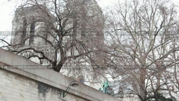 Собор Парижской Богоматери в Париже, вид со стороны Сены (2010 год). Стоковое видео, видеограф Losevsky Pavel / Фотобанк Лори