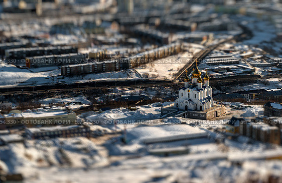 Собор Святой Троицы. Петропавловск-Камчатский, Дальний Восток, Россия. Изображение с tilt-shift эффектом (2014 год). Стоковое фото, фотограф Alexander Tihonovs / Фотобанк Лори