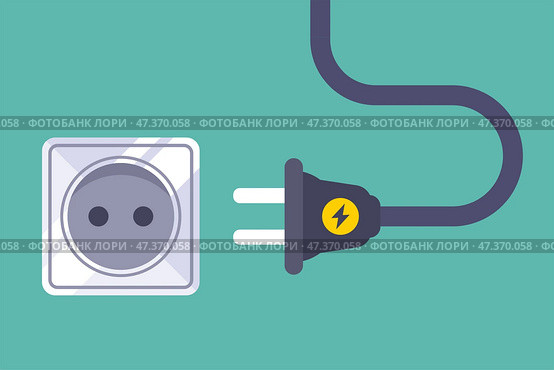 Socket and plug. plug the appliance into a socket. device connection. Стоковая иллюстрация, иллюстратор Вячеслав Беспутин / Фотобанк Лори