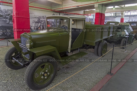 Советский грузовой автомобиль ГАЗ-ММ-91-120, 1942 год. Упрощенная версия базовой модели ГАЗ-ММ. Музей военной техники "Моторы войны", Москва. (2023 год). Редакционное фото, фотограф Сергей Рыбин / Фотобанк Лори