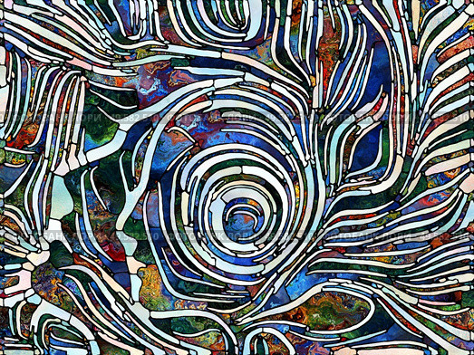 Spectral Texture. Unity of Stained Glass series. Artistic abstraction composed of pattern of color and texture fragments on the topic of unity of fragmentation, art, poetry and design. Стоковое фото, агентство Ingram Publishing / Фотобанк Лори