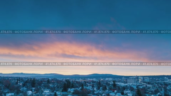 Spokane hyperlapse sunrise winter washington. Стоковое видео, видеограф Mark Agnor / Фотобанк Лори