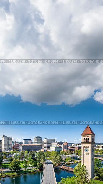 spokane landmark washington clocktower downtown. Стоковое фото, фотограф Mark Agnor / Фотобанк Лори