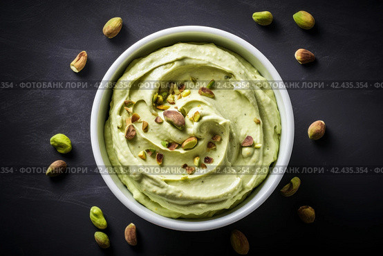 Spreadable Creamy pistachio butter. Generate Ai. Стоковое AI-изображение, AI-художник Иван Рябоконь / Фотобанк Лори
