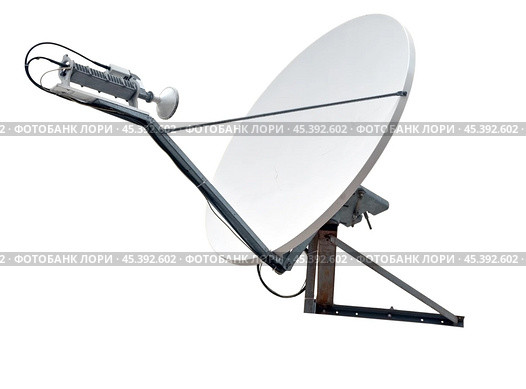Спутниковая параболическая телевизионная антенна с усилителем сигнала. Satellite dish antenna isolated on white background. Стоковое фото, фотограф Татьяна Д / Фотобанк Лори