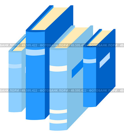 Stack of books. Literature for home or public library for reading interesting stories, novels and romances. Textbooks have hard cover and different shades of blue color. Vector illustration flat style. Literature for Home Reading, Stack of Books. Стоковая иллюстрация, агентство Ingram Publishing / Фотобанк Лори