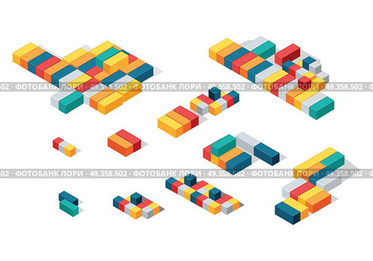 Stack of Cargo or Intermodal Containers. Vector. Stack of cargo or intermodal containers. Cargo freight ISO shipping sea or ocean container, van or conex box. Large standardized shipping containers, designed for intermodal freight transport. Vector. Стоковая иллюстрация, агентство Ingram Publishing / Фотобанк Лори