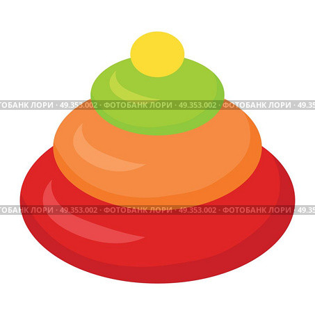 Stacking Toy Pyramidion Isolated on White. Child. Stacking toy pyramidion isolated on white. Child toy. Stacking rings in flat design style. Favourite toy of the little toddler. Game for developing learning skills of the kid. Vector illustration. Стоковая иллюстрация, агентство Ingram Publishing / Фотобанк Лори