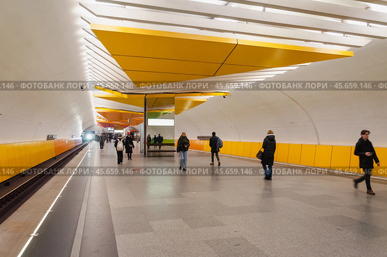 Станция "Лермонтовский проспект" Московского метрополитена Таганско-Краснопресненской линии. Редакционное фото, фотограф Алёшина Оксана / Фотобанк Лори