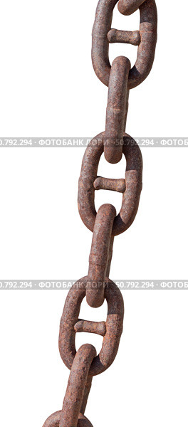 Старая якорная цепь на белом фоне. Old anchor chain on a white background. Стоковое фото, фотограф Татьяна Д / Фотобанк Лори