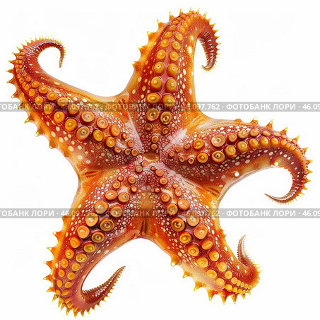 Starfish showing radial symmetry with five arms and multiple suckers. Стоковое AI-изображение, AI-художник Иван Рябоконь / Фотобанк Лори