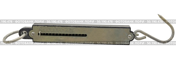 Старые весы - безмен для домашнего использования. Scale for weight measurement isolated on white background. Стоковое фото, фотограф Татьяна Д / Фотобанк Лори
