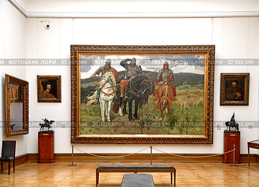 State Tretyakov Gallery, art gallery in Moscow, Russia. Hall of artist Vasnetsov Viktor and picture Warrior Knight (2022 год). Редакционное фото, фотограф Валерия Попова / Фотобанк Лори