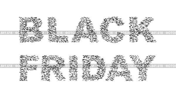 Стая птиц, образующих слова BLACK FRIDAY. Стоковая иллюстрация, иллюстратор LVV / Фотобанк Лори