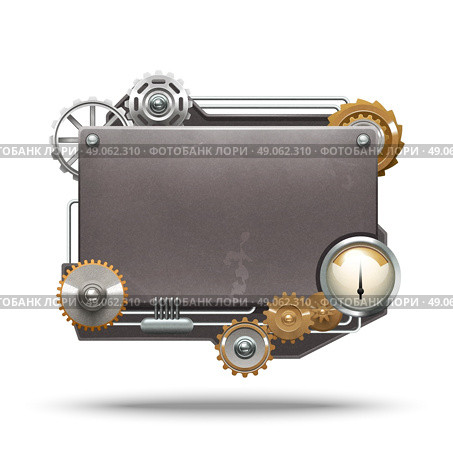 Steampunk Style Frame. Steampunk frame in vintage style on white background isolated vector illustration. Стоковая иллюстрация, агентство Ingram Publishing / Фотобанк Лори