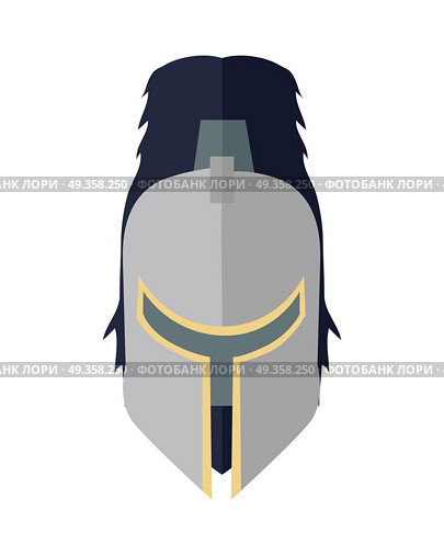 Steel Knight s Helmet. Steel knight s helmet in flat. Cartoon medieval helmet. Armor of knight. Steel medieval armor. Military medieval icon. Game object in flat design isolated on white background. Vector illustration. Стоковая иллюстрация, агентство Ingram Publishing / Фотобанк Лори