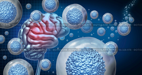 Stem cell Dementia therapy and alzheimer treatment for brain degeneration as multicellular organisms for cellular treatment of degenerative cognitive function illness due to aging with 3D illustration elements. Стоковое фото, агентство Ingram Publishing / Фотобанк Лори