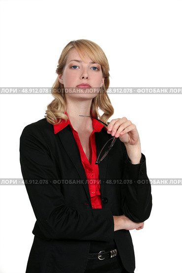 Stern blond woman. Стоковое фото, агентство Ingram Publishing / Фотобанк Лори