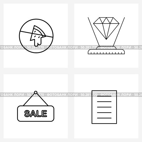 Stock Vector Icon Set of 4 Line Symbols for allowed, technology, food, hologram, board Vector Illustration. Стоковая иллюстрация, агентство Ingram Publishing / Фотобанк Лори