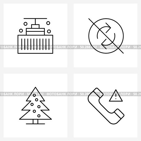 Stock Vector Icon Set of 4 Line Symbols for crane, west wild, refresh, disable, exclamation Vector Illustration. Стоковая иллюстрация, агентство Ingram Publishing / Фотобанк Лори