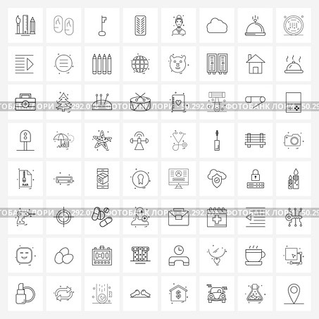 Stock Vector Icon Set of 64 Line Symbols for Christian, religious, open, religion, tread Vector Illustration. Стоковая иллюстрация, агентство Ingram Publishing / Фотобанк Лори