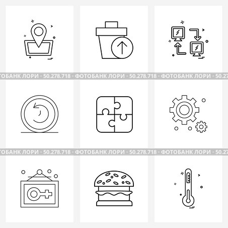 Stock Vector Icon Set of 9 Line Symbols for business, gaming, trash, multimedia, sync Vector Illustration. Стоковая иллюстрация, агентство Ingram Publishing / Фотобанк Лори