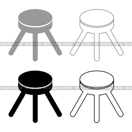 Stool with three legs furniture legged household concept set icon grey black color vector illustration image simple solid fill outline contour line thin flat style. Stool with three legs furniture legged household concept set icon grey black color vector illustration image solid fill outline contour line thin flat style. Стоковая иллюстрация, агентство Ingram Publishing / Фотобанк Лори