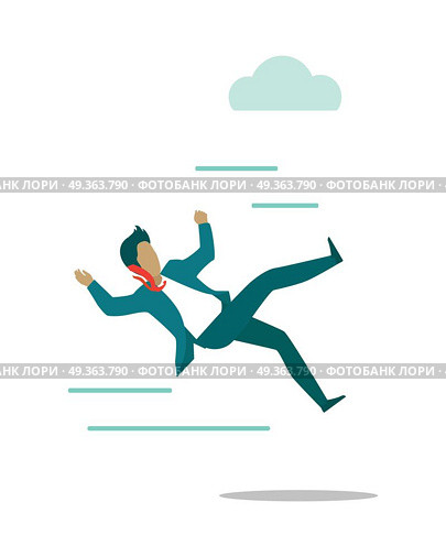 Stormy weather or barriers in business vector. Flat design. Strong wind knocks down man in business suit. Difficult moving forward. Unexpected falling. For weather, climate or business concepts. Stormy Weather or Barriers in Business Concept . Stormy Weather or Barriers in Business Concept . Стоковая иллюстрация, агентство Ingram Publishing / Фотобанк Лори