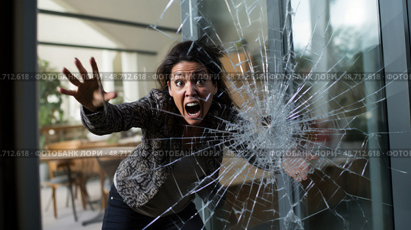 strength glass breaking women ai generated. Стоковое AI-изображение, AI-художник Vectorwin / Фотобанк Лори