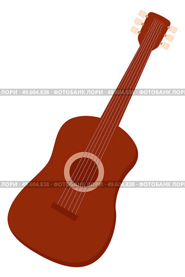 String acoustic instrument vector, isolated instrumental music flat style. Icon of object made of wood, performance and concert, bass music party. Acoustic Guitar Musical Instrument Melody Music. Стоковая иллюстрация, агентство Ingram Publishing / Фотобанк Лори