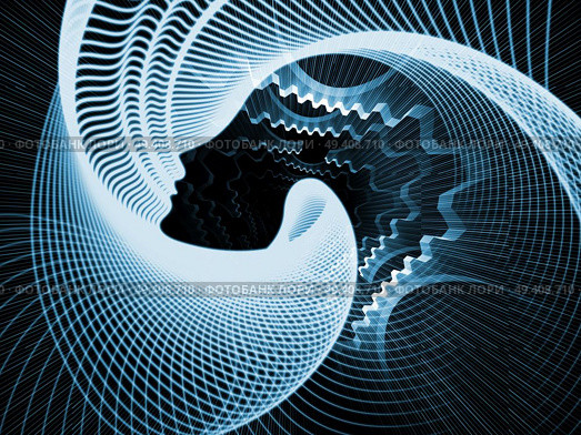 Strings of Soul Gears of Mind series. Interplay of human profiles and fractal lines on the subject of Mind, Soul, Reason and mental life. Стоковое фото, агентство Ingram Publishing / Фотобанк Лори